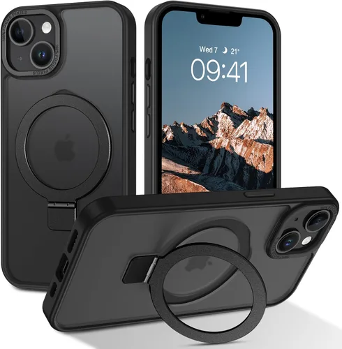 Vista 9 de Telaso Magnético para Funda de iPhone 12 Mini, Compatible con Magsafe con Soporte de Anillo Magnético, Funda Protectora de Grado Militar con Parte