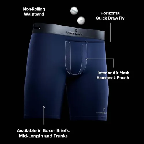 Vista 4 de Tommy John Ropa interior para hombre, baúl de algodón fresco con entrepierna más corta de 4 pulgadas, ropa interior cómoda y transpirable