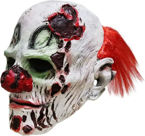 Vista 3 de longpo Máscara de payaso malvado de terror para Halloween, disfraz de zombi