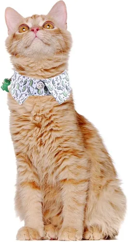 Vista 4 de Juego de 2 collares de gato con corbata de moño y campana para gatito ajustable de seguridad