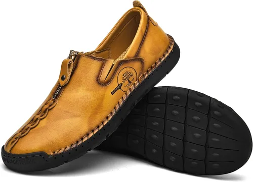 Vista 6 de Shaire Zapatos casuales de cuero sin cordones para hombre, zapatos cómodos y transpirables para caminar para hombres