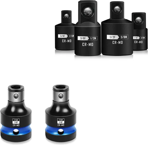 Vista 8 de BLACKROBOT 2 PCS Portabrocas de Impacto Adaptador de Transmisión Cuadrada de 1/2 Pulgada a Casquillo Hexagonal de 1/4 Pulgada para Llave de Impacto