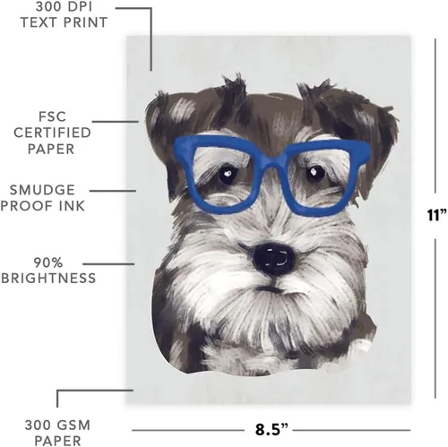 Vista 69 de Andaz Press Póster impreso para pared de perro, 8.5 x 11 pulgadas, Bulldog inglés con gafas negras, 1 paquete, regalo de cumpleaños de Navidad, sin