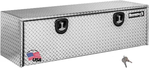 Vista 10 de Buyers Products 1705148 - Caja de camión de aluminio diamantado para debajo de la carrocería con pestillo de mango en T, 14 x 12 x 16 pulgadas