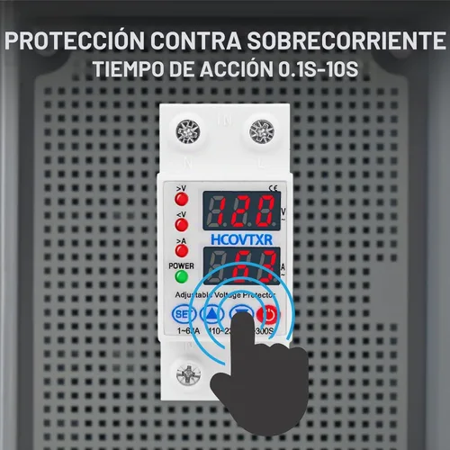 Vista 9 de Interruptor de Circuito Inteligente 110V, Corte de Baja Tensión de 1~63 Amp, Interruptor de Corriente AC Ajustable para Sistemas Solares (Negro)