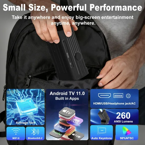 Vista 7 de [Proyector Inteligente con Aplicaciones] Mini Proyector Compatible con 4K con WiFi y Bluetooth, Proyector de Películas XENPONAD para Dormitorio