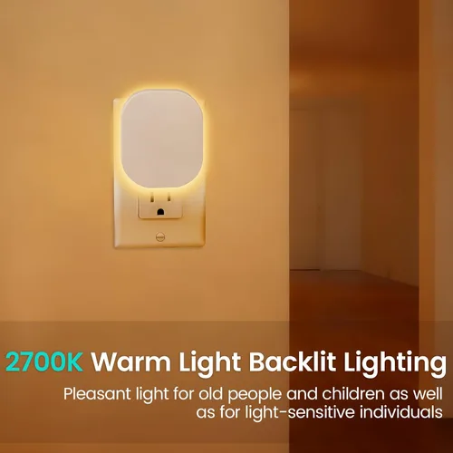 Vista 5 de Luz nocturna LED retroiluminada con sensor de movimiento y sensor de atardecer a amanecer, luz nocturna blanca cálida suave de 2700 K con brillo
