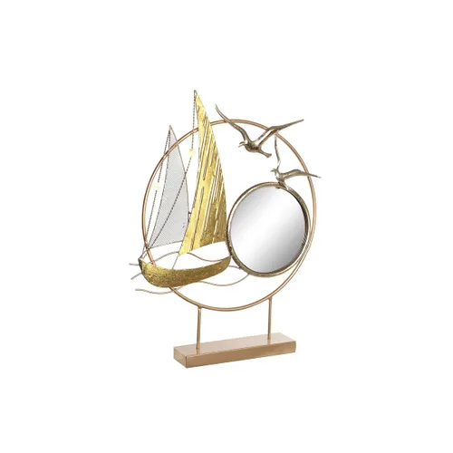 Vista 2 de Figura Decorativa DKD Home Decor Espejo Dorado Metal Mediterráneo (53 x 9 x 67 cm)