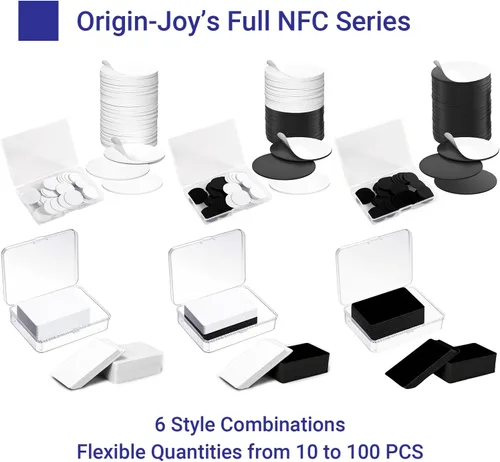 Vista 6 de Origin-Joy NTAG215 - 10 tarjetas NFC, en blanco, impermeables, 3.366 x 2.126 in, chips NFT, programables y regrabables, compatibles con dispositivos