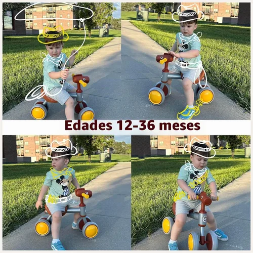 Vista 6 de PerKidern - Bicicleta de equilibrio para bebé de 1 a 2 años, niños y niñas, bicicleta de equilibrio para bebé de 12 a 24 meses, bicicleta
