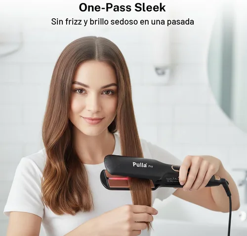 Vista 2 de Pulla - Plancha de pelo de cerámica de 2 pulgadas de ancho con tecnología infrarroja 25s Fast Heat Dual Voltage for Travel 230–450°F Temp