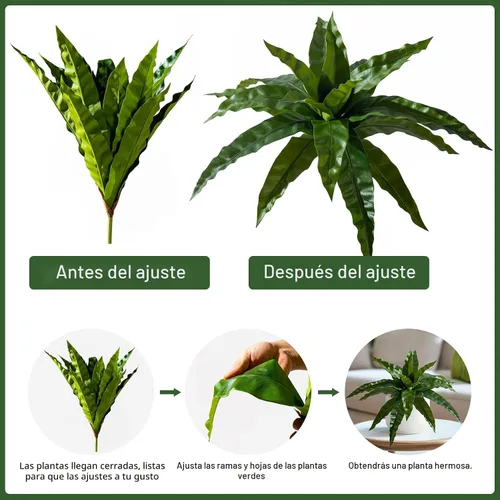 Vista 9 de 4 Piezas Tallos de Vegetación Artificial Helecho Nido de Pájaro Falso Ramas Falsas Plantas Artificiales Dracaena Falsa Realista Plantas Realistas