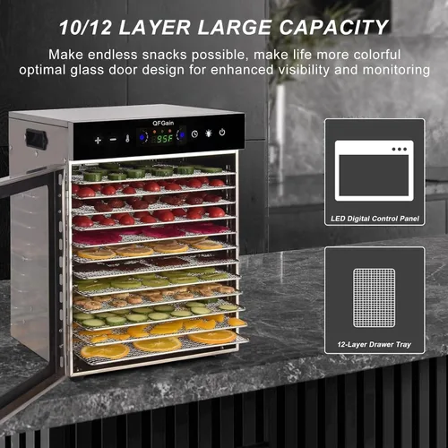 Vista 5 de Food Dehydrator,Freeze Drier, Stainless Steel Beef Veggies Dry Machine, Steak Aging Freezer Maker,for Jerky, Fruit, Meat, Beef(110v,10layer)