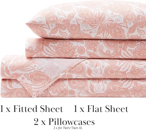Vista 87 de Southshore Fine Living, Inc. Colección Winter Brush, juego de sábanas de 3 piezas para cama individual, sábana bajera con bolsillo profundo de 14