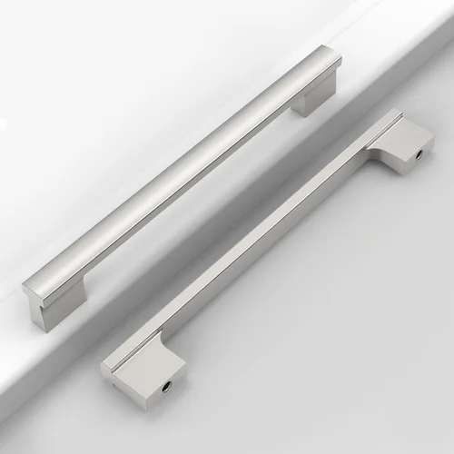 Vista 44 de Paquete de 12 manijas de níquel satinado cepillado de 5 pulgadas (5.039 in) para gabinetes de cocina, tiradores de cajones de cocina, accesorios