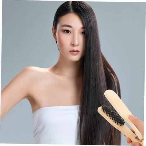 Vista 6 de Healifty Madera de doble cara antiestático enderezar el cabello y peinar cepillo/herramienta de peine (marrón)