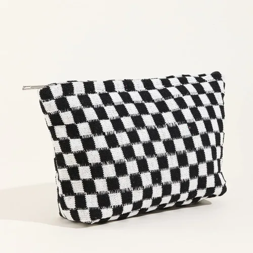Vista 7 de Lindo bolso de maquillaje a cuadros Y2k para mujer