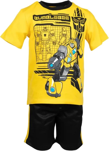Vista 6 de Transformers Bumblebee - Conjunto de pantalones cortos de malla para niños pequeños a grandes