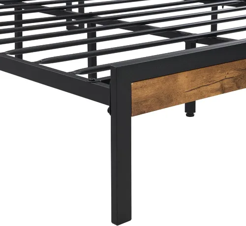 Vista 6 de Marco de cama de plataforma de metal resistente de 14 pulgadas con cabecero y estribo de madera, plataforma de metal, gran almacenamiento debajo