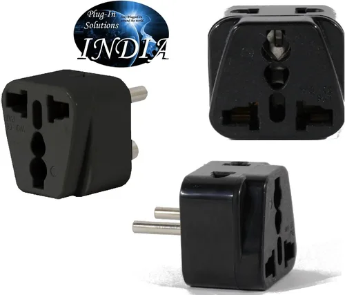 Vista 3 de Adaptador de enchufe de viaje de EE. UU. a India para EE. UU./Universal a Asia tipo E (C/F), enchufes de CA M y D, paquete de 3