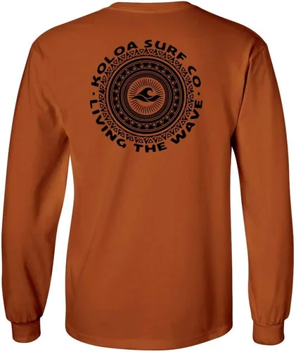 Vista 7 de Koloa Surf - Camiseta de algodón de manga larga con logotipo de círculo tribal para hombre, talla regular, grande y alta Azul acuático/logotipo