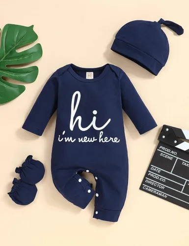 Vista 3 de Mameluco de bebé recién nacido con estampado de alfabeto, traje de una pieza