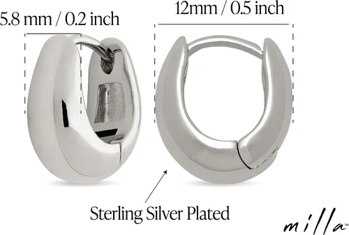 Vista 3 de MILLA Aretes Huggie de oro de 14 quilates o aretes Huggie de plata de ley para mujer, paquete múltiple e individuos, aretes de oreja para mujer