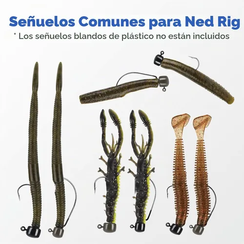 Vista 4 de MadBite by KastKing Ned Rig Jig Heads for Soft Fishing Lure Kits Negro