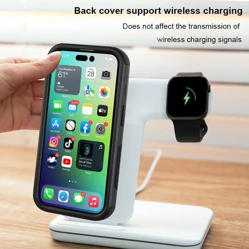 Vista 5 de X-belmox - Funda protectora para iPhone 14 Pro Max de 3 capas, color negro