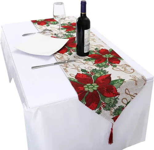 Vista 7 de rockcloud Camino de mesa decorativo de algodón de 13 x 67 pulgadas para cenas familiares o reuniones, fiestas en interiores o exteriores