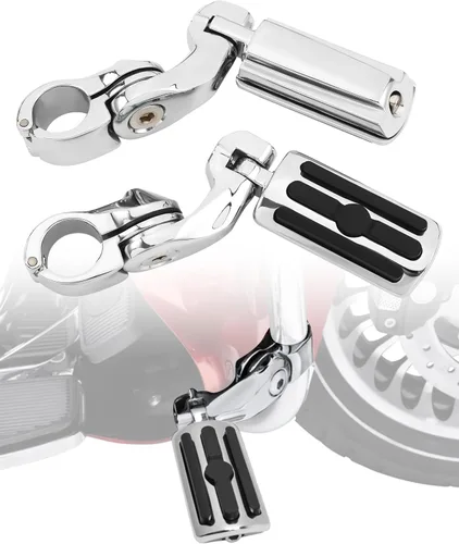 Vista 9 de TCMT Estriberas de 1.25 pulgadas para autopista, reposapiés que se ajustan a Harley Touring Road King Street Glide Road Glide Electra Glide Softail