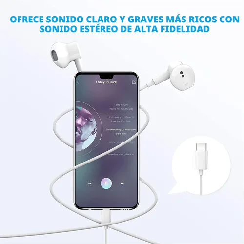Vista 4 de Auriculares USB C para iPhone 16 15 Auriculares USB C con cable con micrófono y control remoto con cancelación de ruido para iPhone 16 pro, iPad