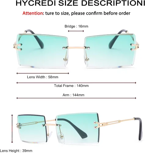 Vista 15 de Gafas de sol rectangulares para hombres/mujeres, gafas de sol pequeñas sin montura cuadrada