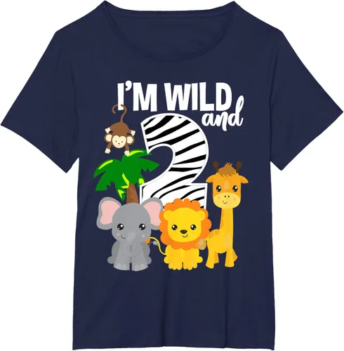 Vista 19 de Camiseta de cumpleaños con temática de zoológico de I'm Wild and 2, Negro, S
