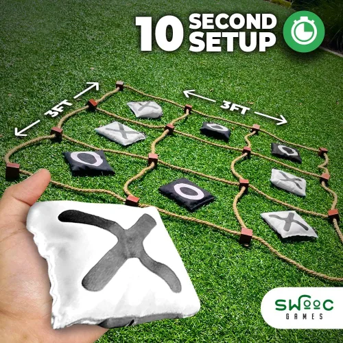 Vista 2 de Swooc Games® - Juego gigante de Tic Tac Toe para exteriores (todo tipo de clima) 3 pies x 3 pies Configuración instantánea, sin montaje