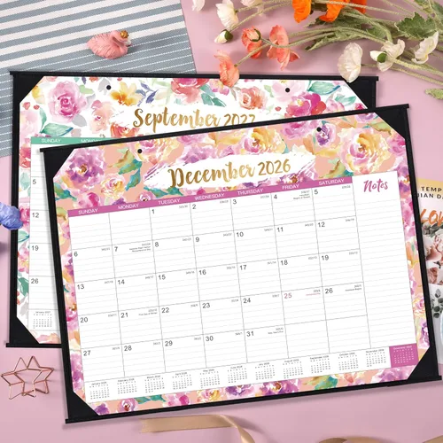 Vista 2 de Calendario de escritorio 2026-2027 – julio 2026 – diciembre 2027, calendario de escritorio mensual grande de 18 meses, 22 x 17 pulgadas, almohadilla