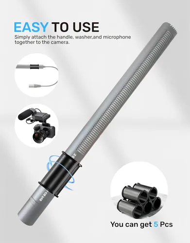 Vista 3 de 5 fundas de goma para micrófono, compatibles con Sony Camcorder Rode NTG, Sennheiser MKH Shotgun Mic FX3, FS7, FX6, FX8, FX9, NX80, FS5