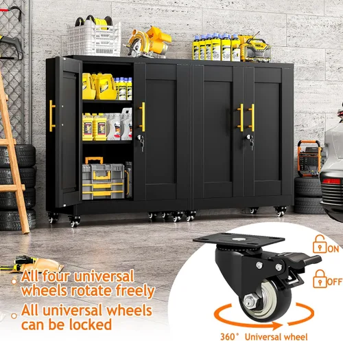 Vista 4 de Metal Garage Storage Cabinet, 36” Lockable Rolling Cabinet Black