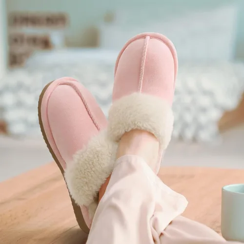 Vista 2 de Litfun Pantuflas mullidas de espuma viscoelástica para mujer, zapatos de invierno para interiores y exteriores