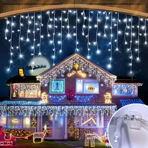 Vista 9 de Luces de Halloween para exteriores de 52 pies, 480 luces LED de Halloween moradas y naranjas, 12 modos de iluminación con temporizador de memoria
