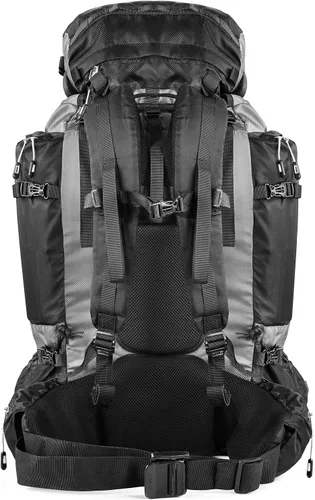 Vista 3 de UltraSonik 65L Mochila técnica de senderismo con capucha, Gris con capucha negra, Exteriores