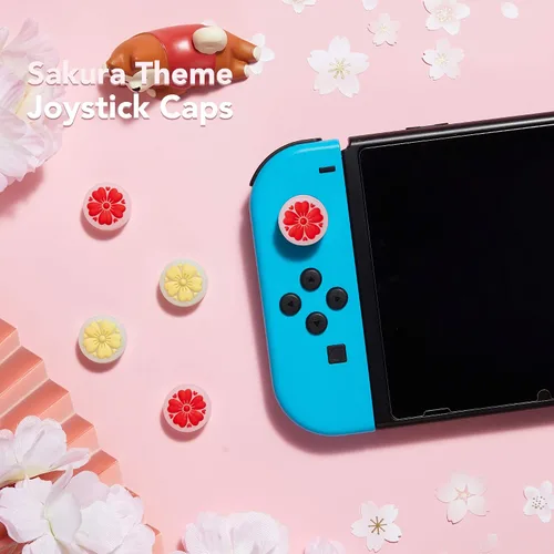 Vista 3 de ZONSK - Tapas transparentes para Nintendo Switch & Lite, color rojo y amarillo