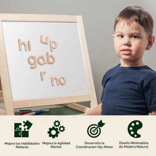 Vista 4 de Imanes del alfabeto, minúsculas magnéticas de madera para niños a partir de 3 años