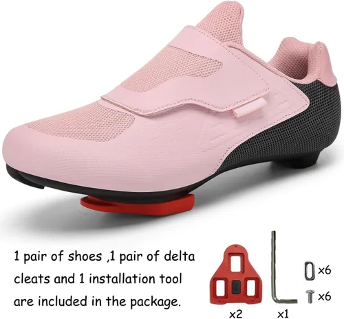 Vista 2 de Zapatos unisex de ciclismo de carretera compatibles con Peloton para mujeres y hombres, 1 correa ancha, tacos Delta preinstalados para ciclismo