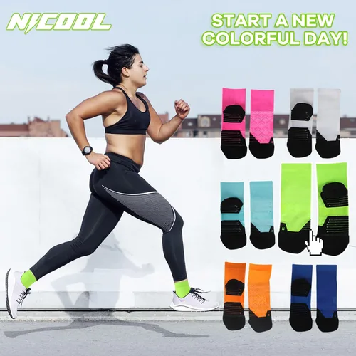 Vista 7 de NIcool Calcetines tobilleros deportivos con soporte de arco para mujeres y hombres, calcetines brillantes para correr, ciclismo, senderismo