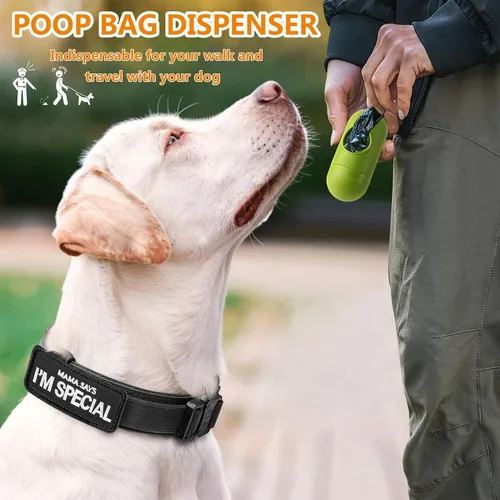 Vista 7 de HYDEME Collar táctico ajustable para perro, collar de nailon de entrenamiento militar con mango de control y hebilla de metal pesado para perros