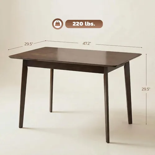 Vista 3 de HOMCOM Mesa de comedor moderna de mediados de siglo de 47 pulgadas para 4, mesa de cocina rectangular con acabado de grano de madera, patas cónicas