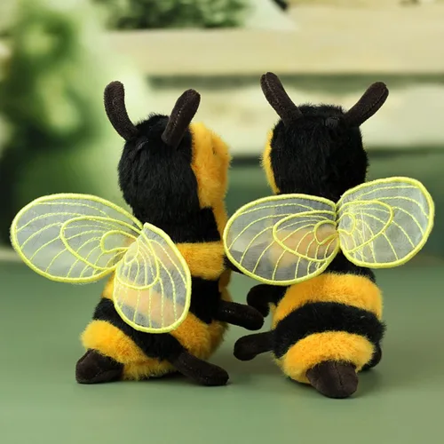 Vista 6 de Lindo y suave peluche realista de abeja melífera, juguete de peluche de abejorro de 6 pulgadas, juguetes de peluche para cumpleaños, Navidad