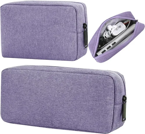 Vista 9 de CAAORDKSO Funda para accesorios electrónicos, organizador electrónico para cables de viaje, bolsa de almacenamiento impermeable portátil para disco
