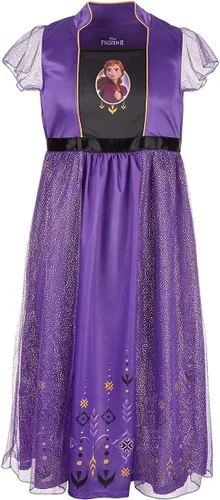 Vista 3 de Disney Camisón de fantasía de Frozen para niñas, pijama de princesa Elsa, morado, Anna Frozen 2, talla 4T, Púrpura - Anna Frozen 2